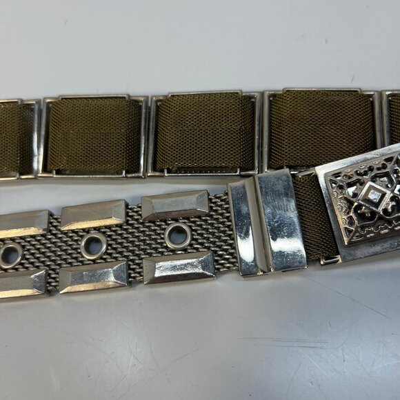 Vintage Silver Tone Chain Belt With Dual Lobster Clasps Adjustable Waist Hip